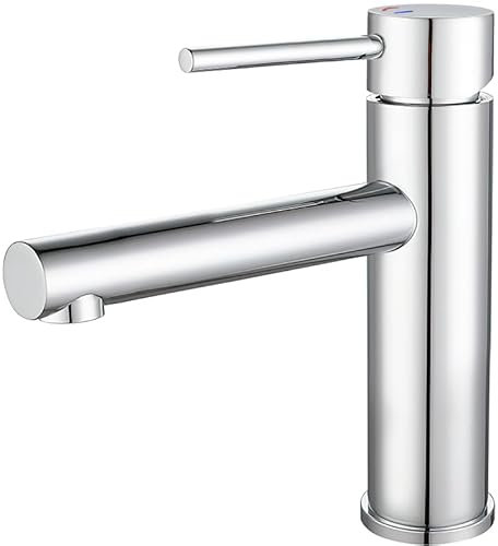 VALAZ Wasserhahn Bad Chrom | Einhebelmischer Waschbecken, Kaltwasseröffnung, Warm und Kaltwassermischer, Wassersparer | Schnelle Installation | Brass, Stainless, Elegant, Rund, Nansa-Serie