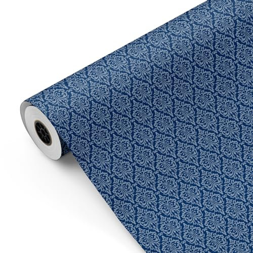 Rouleau de papier cadeau, grand rouleau de 62 cm x 100 m • Couleur bleu style vintage • Idéal pour : magasins, commerces, emballage cadeau, anniversaire, baby shower, mariage, décoration [FP Fiesta