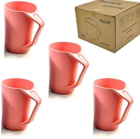 NowCooks Reusable Plastic Large Cups Set of 4 - Ideal for Children or Adults Parties, Good for The Planet, Camping, Picnic and Outdoor Dining (Pink, 4 Mugs)