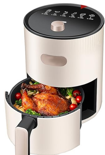 Friteuse À Air À Tiroir 6 Programmes Intelligents Et Panier Lavable Au Lave-vaisselle Blanc Vert 4 Litres Tension 220 V Friteuse Électrique Sans Huile À Économie D'énergie.(White)