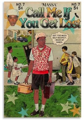 Tyler Poster The Creator Rapper Call Me If You Get Lost, Comic-Poster, Vintage-Musikposter für Zimmer, ästhetische Leinwand, Wandkunst, Schlafzimmerdekoration, 60 x 90 cm