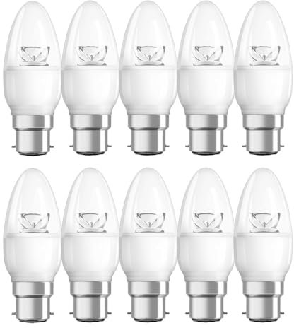 NCC-Licht 10 x LED Filament Leuchtmittel Kerzenform C38 5,7W = 40W B22d klar 470lm warmweiß 2700K DIMMBAR