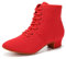 HROYL Stivali da Ballo Latino Americano Donna Punta Chiusa Tacco Basso Scarpe da Ballo Salsa e Bachata Rosso-3.5-S,EU 40