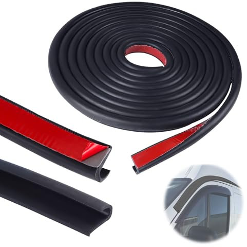 DBREAKS Gouttière Camping Car, 5M J Shape Gouttière RV, Gouttière Autocollante, Gouttière de Toit en Plastique PVC, pour Véhicule, Camion, Bateau, Voiture, Van, Porte(Noir)