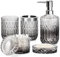 Ulable 5-Teiliges Badezimmer-Zubehör-Set Mit Seifenspender, Seifenschale, Zahnbürstenhalter, Becher, Wattestäbchen-Glas - Glas-Design Mit Farbverlauf