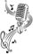 Karaoke Microphone Wall Art Decal Music Notes Pattern Vinyl Wall Sticker Microphone s Vinyl-L-42x69cm-Black