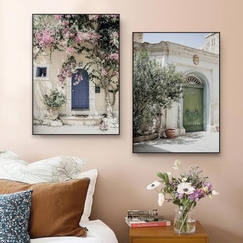 Modernes minimalistisches Poster, grüner Olivenbaum, Druck, mediterrane Landschaft, Kunst, Poster, Leinwandbild, Heim-Lesezimmer-Dekor, 20 x 30 cm (8 x 12 Zoll), 2 x rahmenlos