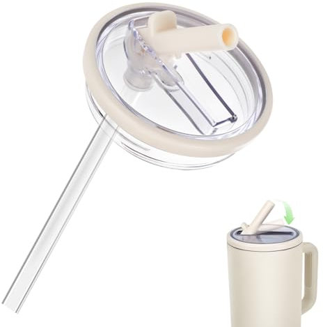 Pavlleen 2 Stück Ersatzdeckel Stanley Cup,Ersatzdeckel für 40oz Becher, Stanley Flip Straw Deckel,mit 2 Trinkhalmen, Stanley Cup Deckel Ersatz, Wasserdichter Dichter Stanley Cup Lid-Weiβ
