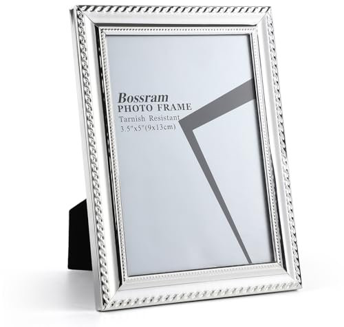 Tutee Bilderrahmen Silber 9x13cm，Gestell Aus Verchromtem Metall Tischplatte，Samtrücken，Foto Rahmen