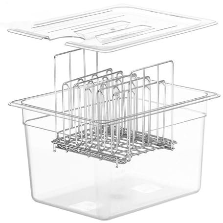 Sous Vide Behälter mit Deckel und Rack, 12L großes Fassungsvermögen Slow Cooker Behälter Lebensmittelbehälter Sous Vide Zubehör, Kompatibel mit den meisten Sous Vide Kochern