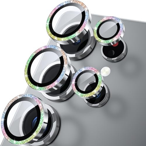 WSKEN Pellicola protettiva per obiettivo della fotocamera ultra sottile per Samsung Galaxy S25, compatibile con le custodie, in vetro temperato infrangibile 9H con cerchio in metallo di alluminio,