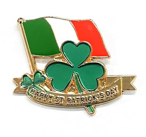 St Patrick's Day Irish Flag Pin Badge Brooch, St Patrick's Day Irish Flag Clover Remembrance Pin Badges 2025, Green Clover Lapel Pin Badge Decorations Gifts Memorabilia