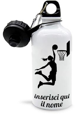 Mr. Gadgets Borraccia personalizzabile con nome vari modelli-Sport- Adulto 500ml (Basket Donna)