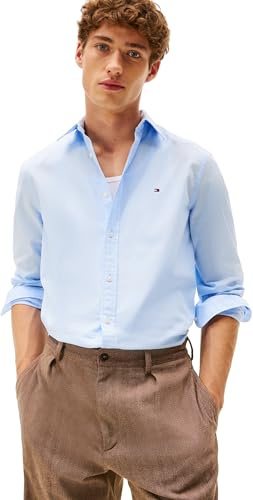 Tommy Hilfiger Men’s Flex Poplin Kent Collar Slim Fit Shirt, Blue (Sweet Blue), S