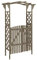 Myheimly Pergola mit Tor Rosenbogen Torbogen Rankhilfe Spalier Rankgitter Gartenbogen Gartentor Gartentür 116x40x204 cm Grau Massivholz Tanne