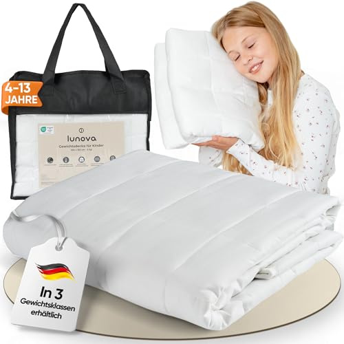 LUNOVA Couverture lestée pour enfant - 2 kg (90 x 120 cm) - Couverture lourde et apaisante pour un sommeil paisible et une sécurité - Coton Oeko-Tex - Lavable - Idéale pour un poids corporel de 15 à