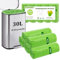 30L Biodegradable Bin Liners 100pcs - Tie Handle, 30 Litre Compostable Food Waste Garbage Bags Trash Caddy Liners, Recycling Degradable Rubbish Bag for Kitchen Bathroom Garden Office (Green 60 x 65cm)