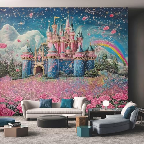 Generisch Tapete Schloss - Fototapete Prinzessin Kinder Mädchen Magie Fantasy Muster - Wohnzimmer Schlafzimmer Deko - Wandtapete - Wanddeko - Motivtapeten - 350x256 C212