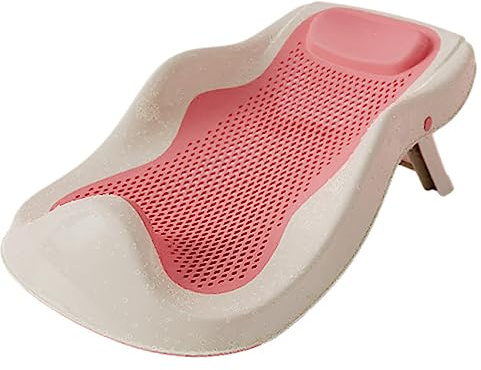 CFTGIW Babybad Unterstützt Rutschfeste Ergonomische Faltbare Babybad Liegen Stützklasse für Kleinkind Blau durch Badewesen Stütze Stütze Badewanne Dusche Sitzbaby (PINK)