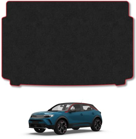 Vauxhall Mokka (2020+) Carpet Boot Mat | Red Edge Trim Tailored Fit Boot Liner Full Coverage Protection Accessories Easy Clean Anti Slip Made in the UK