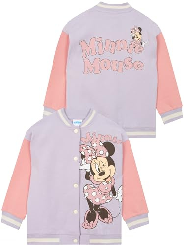 Disney Minnie Mouse Bomber Jacket, Minnie Varsity Jacket For Girls, Cotton Girls Jackets, Ages 2 To 10 Years