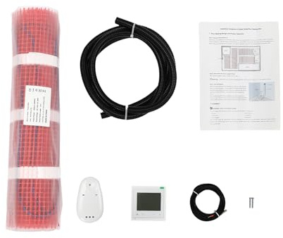 Floor Heating System 30ft² Heating Floor Mat 230V 450W Red,for under tiles, natural stone, laminate, or wooden floors. Suitable for shower rooms, kitchens, wet rooms, living rooms ﻿