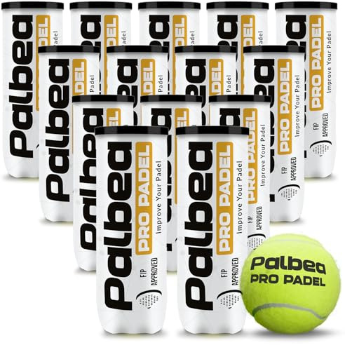 Palbea PRO Padel - FIP Zugelassene Padelbälle - 1 Karton x 14 Röhren - Padel Bälle mit HV Filz für Hohe Sichtbarkeit. Premiumqualität. Ideal für Training und Turniere. Langlebig und Schnell.