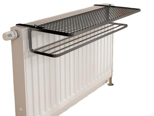Jonikuper Verstellbares zweilagiges Heizkörper-Trockengestell für Kleidung und Schuhe, rostbeständig, hohe Kapazität, 20 kg Traglast, für Zuhause, Badezimmer, Küche, Wohnzimmer (45 cm, schwarz)