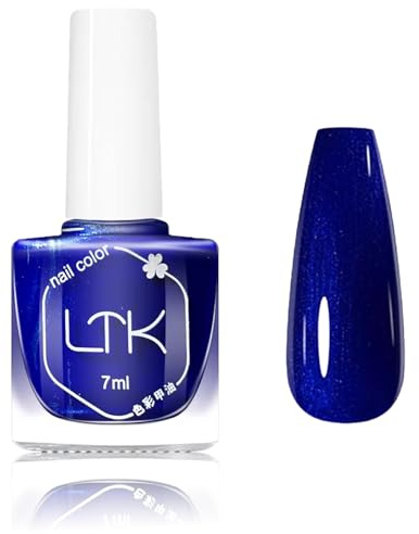 Blue Nail Polish - Quick Dry Navy Blue Nail Varnish Oil Based - Long Lasting Natural Pearl Glitter Nail Polish for Women Nails Art - No UV Light Needed