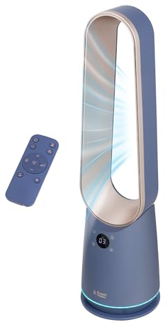 Russell Hobbs Smart Bladeless Cooling Fan in Opulence, 9 Speed Settings, 3 Modes, Touch Controlled Buttons, WiFi Enabled, LED Display with Remote, 80° Oscillation Function, 80cm Tall, RHBLDLC25BLSM