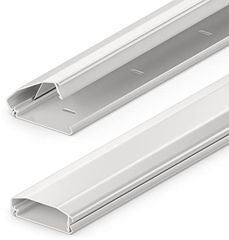 deleyCON Universal Kabelkanal Leitungskanal Innovativer Klappmechanismus Hochwertiges Aluminium Länge 50cm - Breite 6cm - Höhe 2cm - Weiß