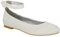 ESSEX GLAM Womens Flat Ankle Strap Ballet Pumps Ladies Ballerina Party Bridal Smart Shoes Shoes 3-8 White Satin