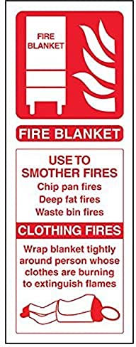 Vsafety 11008AC-R'Fire Blanket ID' Sign, Portrait, 75 mm x 200 mm (Pack of 3)