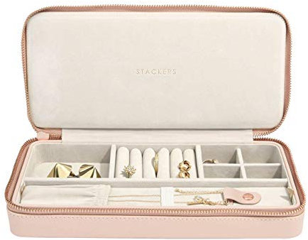 Stackers caja de joyería de viaje lisa para collares de rosa pálido