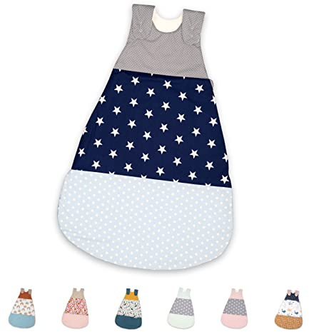 ULLENBOOM Sommerschlafsack Baby Blau Hellblau Grau (Made in EU) - Aus OEKO-TEX Materialien - 0,5 TOG, Schlafsack für Babys und Neugeborene, Größe: 56/62, 0-3 Monate
