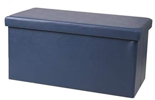 NIGMA Folding Ottoman Storage Box Seat Stool Home Chair Footstool Storage Bench (Navy Blue, Rectangle - 76cm x 37.5cm x 37.5cm)
