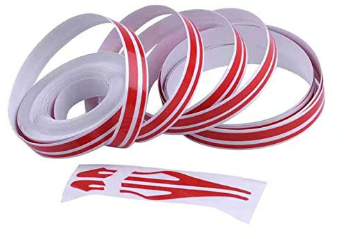 Nastro gessato adesivo a righe laterali per carrozzeria auto, nastro gessato per auto (rosso)