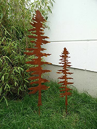 Zen Man 2st .Edelrost Gartenbaum Rost Gartenstecker Baum Beetstecker rost H100*24 und H70*15cm 031801