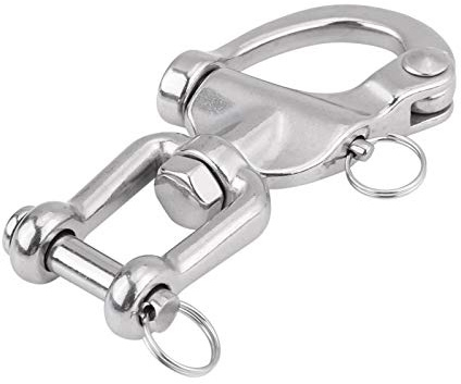 Moschettone per Barca, Sgancio Rapido Moschettone in Acciaio Inox, Grillo Girevole Gancio Girevole a Sgancio Rapido Gancio Girevole a D Link Gancio Clip per Barca a Vela Sabbia e Industria (87 mm)