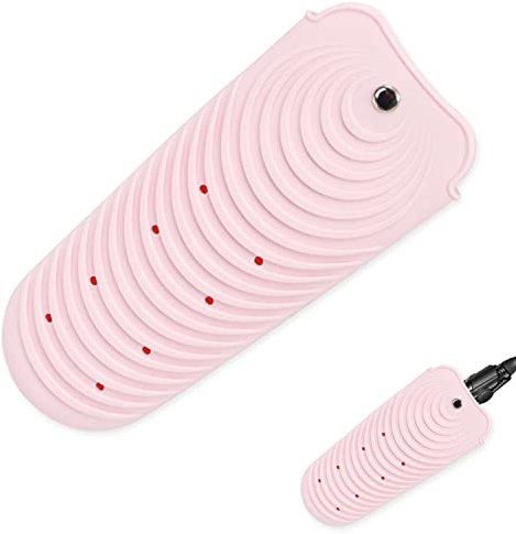 Hitzebeständige Silikonmatte für Glätteisen, rutschfeste Reise-Pad-Abdeckung für Lockenwickler und Flacheisen, tragbarer Styling-Wärmemattenhalter für Lockenstab und Hot Waver (Rosa)