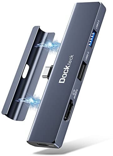 Hub USB C pour iPad Pro, Dockteck Adaptateur multiport 5-en-1 avec HDMI 4K 60Hz 100W PD, USB 3.0, Audio, USB C Dock Magnetic Grip pour iPad Pro 2022/2021/2020/2018 iPad Air Pad Mini 6