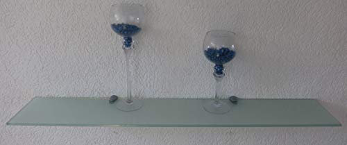 Dekoleidenschaft Wandregal aus 10mm Glas, satiniert, Verschiedene Formen und Größen, Glasregal, Glasboden, Glasablage, Badregal, Eckregal Bad Ablage Regal (Wandclips Maxi Silber, 90x30 cm)