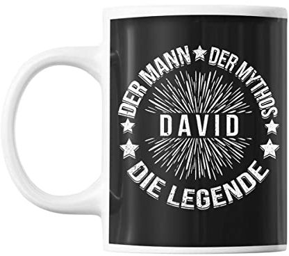 Tasse Vorname David | David der Mann der Mythos die Legende | Kaffeetasse mit Spruch lustig Fun Tasse Geschenkideen fürs Büro zum Geburtstag Jubiläum Mug Bürotasse