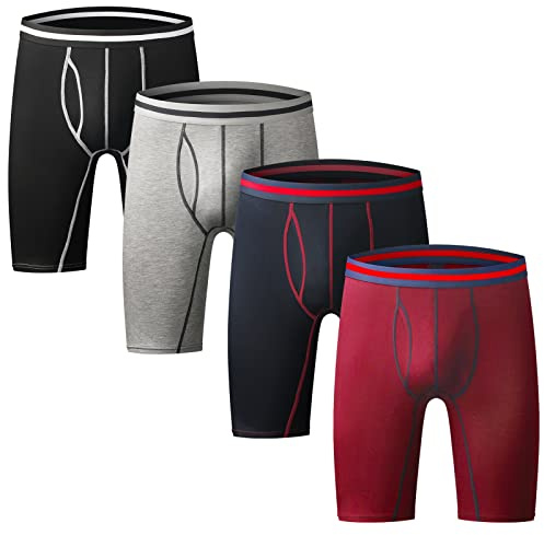 Nuofengkudu Herren Boxershort Langes Bein Sport Fitness Unterhosen Männer Unterwäsche Retroshorts Pack 3er & 4er