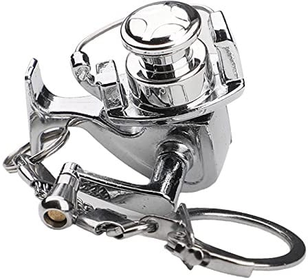 F Fityle Silber Fly Fishing Reel Anhänger Hauptpunkt, Keybund Aluminium Legierung Hauptpunkt, Key Kette Neuheit, 5x4x5cm