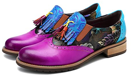 Mocassini da Donna Scarpe di Guida Comfort Scarpe Pelle Casuali Piatto Scarpe da Barca Loafers,Viola,39 EU