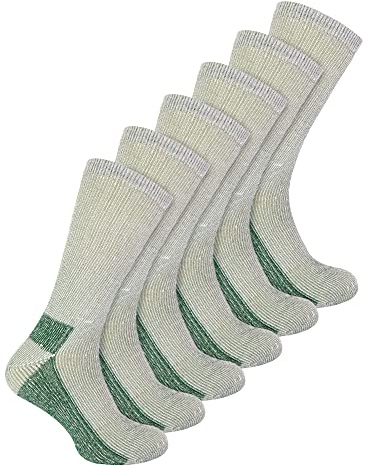 Sock Snob 6 Pair Multipack Mens Wool Socks with Reinforced Heel and Toe Winter Breathable Cushioned Crew Hiking Socks (6-11, Green)