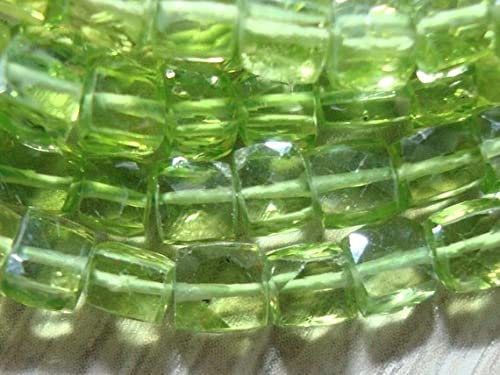 LKBEADS Gorgeous Sparkling Genuine Peridot Faceted Cube Beads, 4-4.5mm,9.5 Full strand