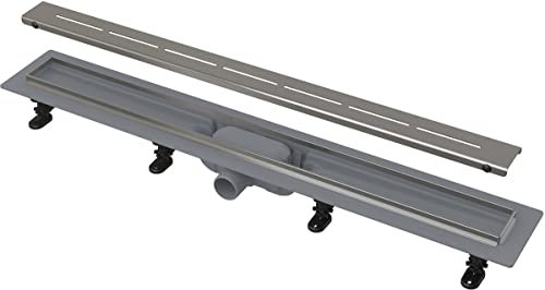 Alcadrain Duschrinnen - Duschwanne Simple 95 cm, mit Edelstahlrand, mit Rost, Edelstahlmatte APZ18-950M