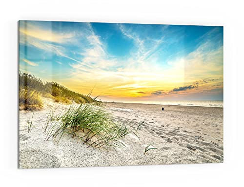 DEQORI Küchenrückwand Glas | Motiv Baltischer Dünenstrand | 60x40 cm | Bad- oder Herd-Rückwand | Herdblende Spritzschutz für Küche & Badezimmer | Moderne Deko für Fliesenspiegel